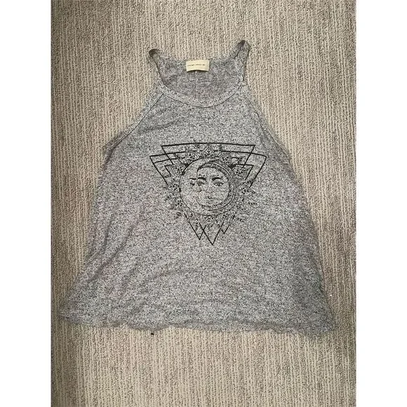 Enough about me Women's Sun & Moon Graphic Sleeveless Tank Top Gray M - Picture 1 of 4